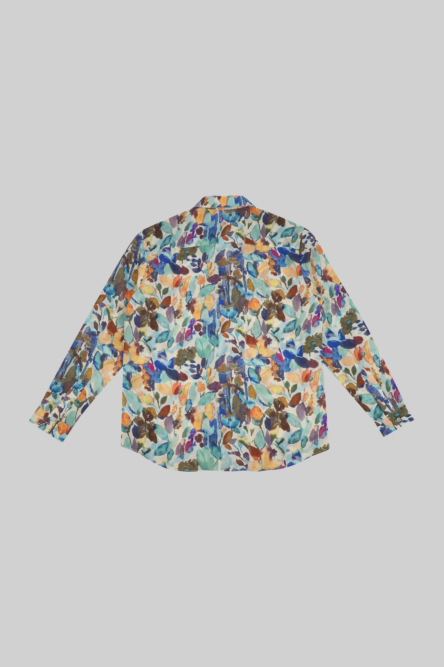 Long-sleeve Ramie Blossom Shirt by Bross Before Hos Boutique, featuring a floral print and relaxed fit.
