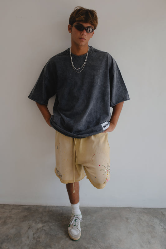 Black stonewashed T-shirt from Bross Before Hos Boutique featuring a casual fit and soft, distressed fabric.
