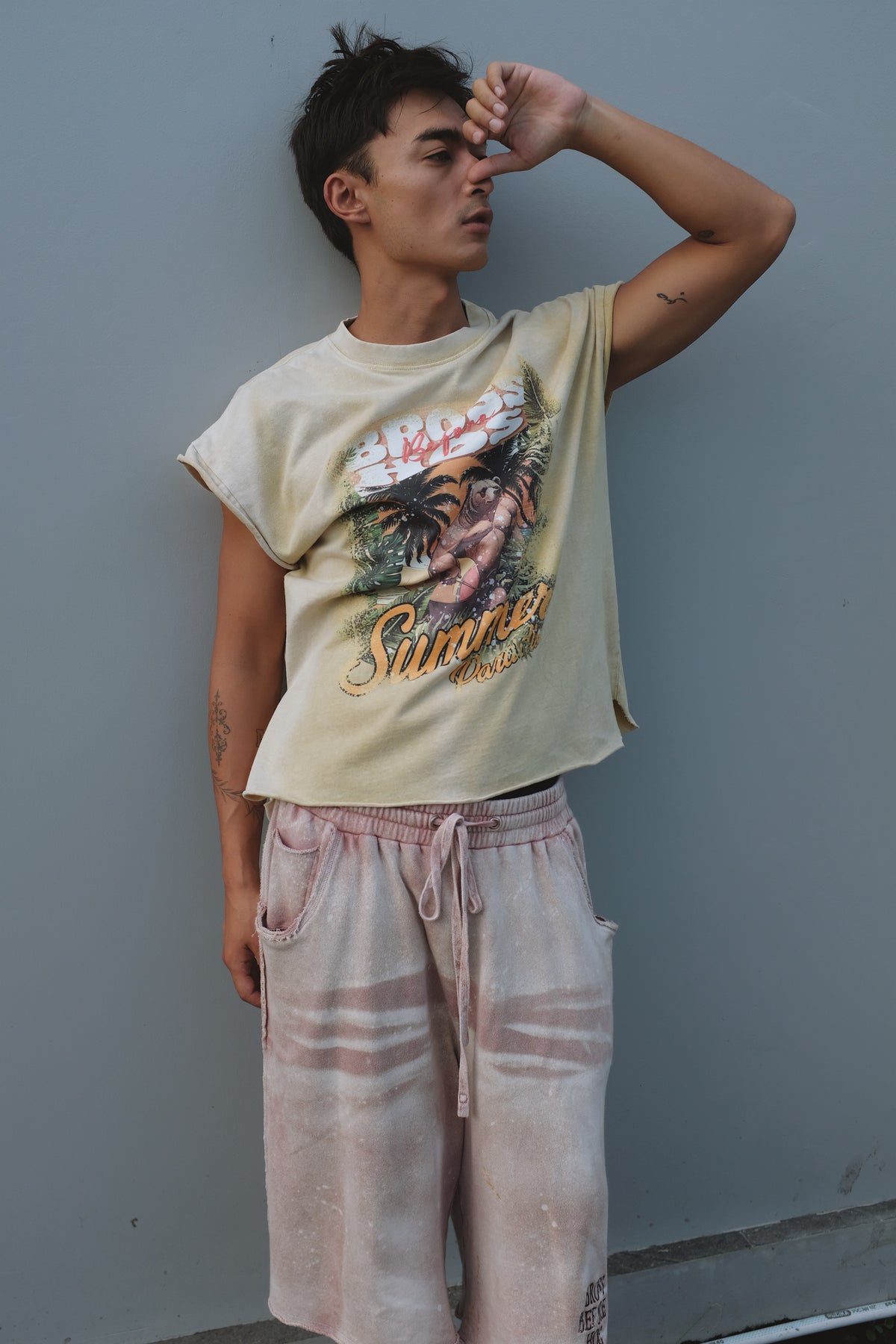 BROSS BEFORE HOS BOUTIQUE muscle top with summer-themed print, sleeveless design, casual style, and vibrant graphics.