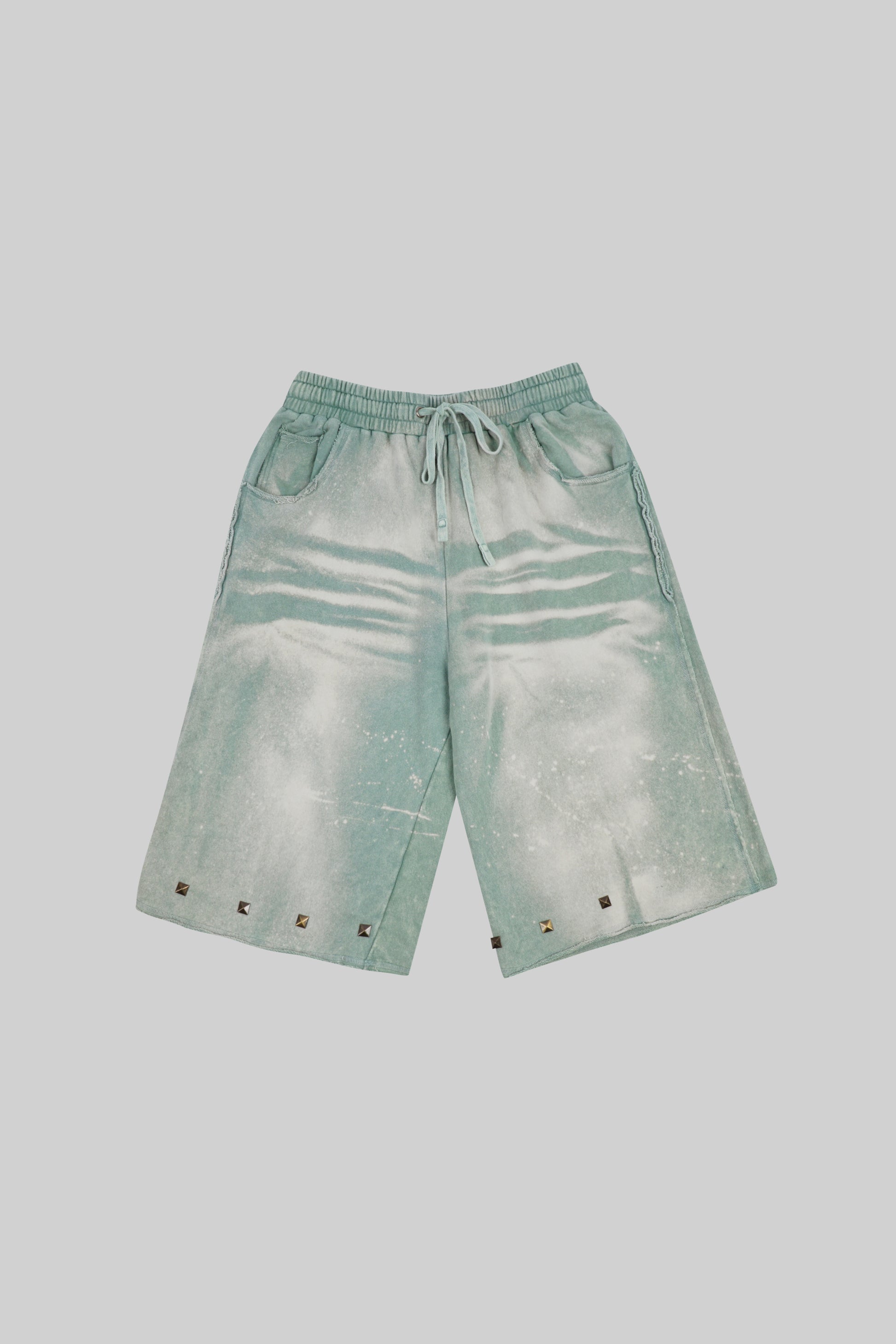 Green French Terry long shorts by Bross Before HOS Boutique, featuring a comfortable fit and casual style.