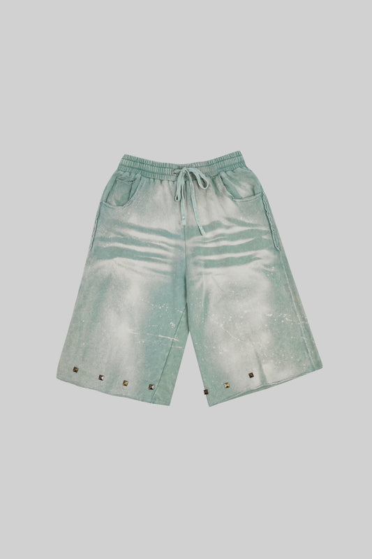 Green French Terry long shorts by Bross Before HOS Boutique, featuring a comfortable fit and casual style.