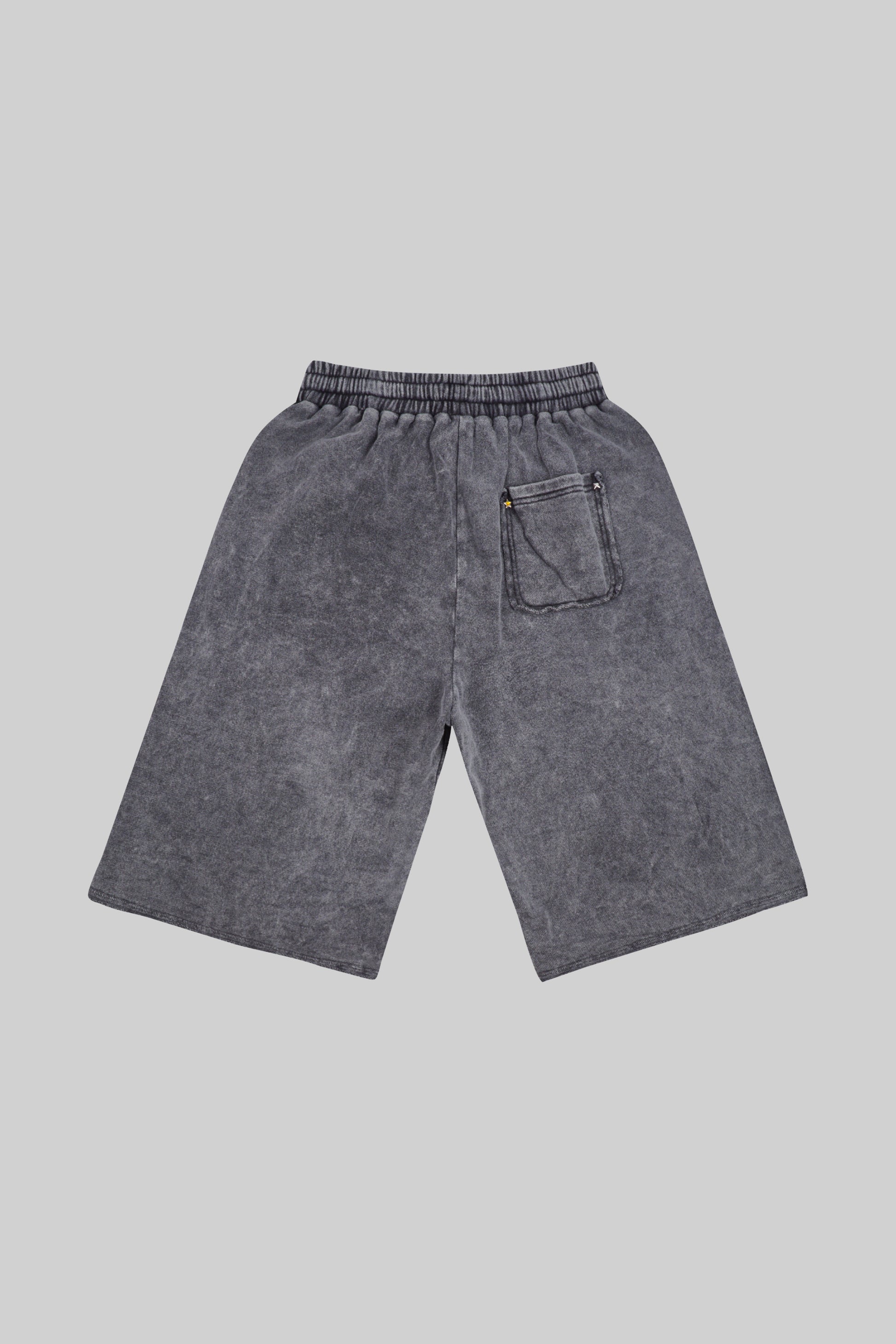 Black French terry long shorts from Bross Before Hos Boutique, showing the relaxed fit and soft fabric texture.