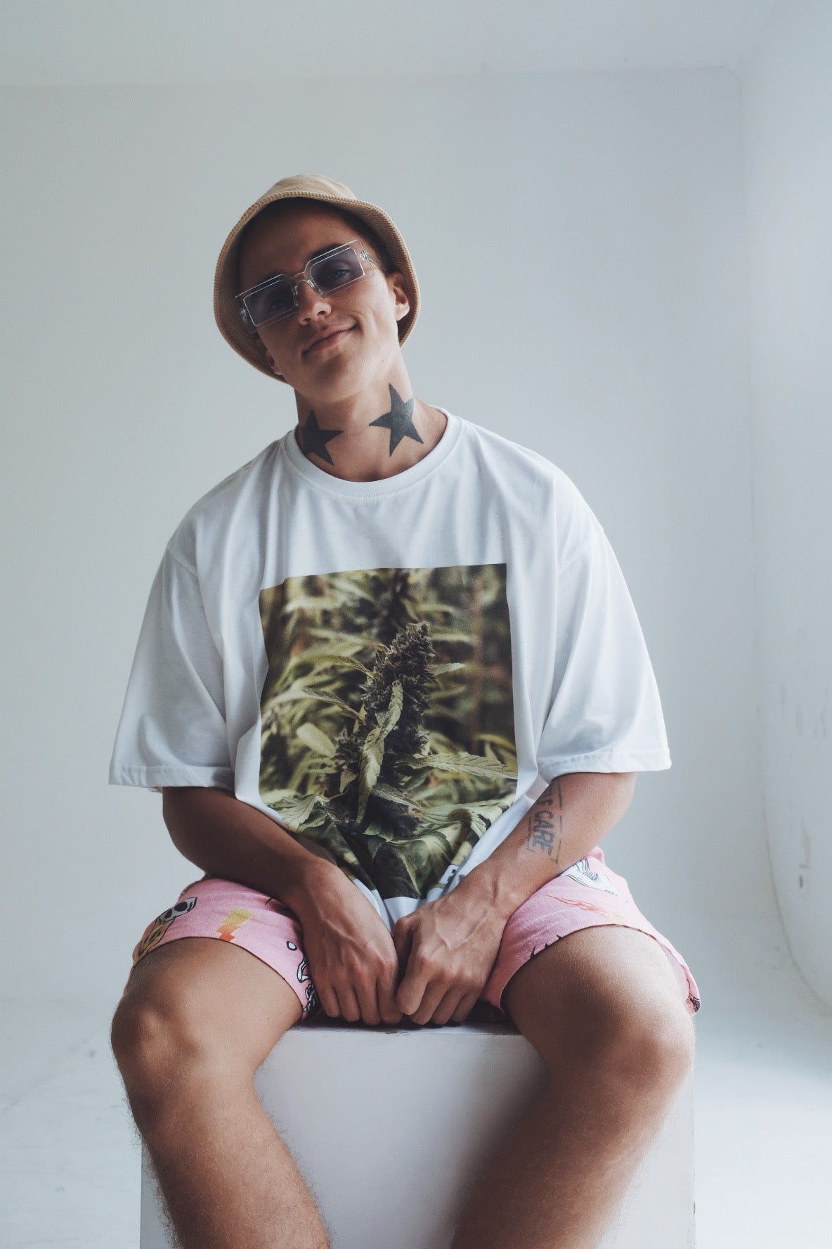 COTTON T-SHIRT WaEED PRINT - BROSS BEFORE HOS