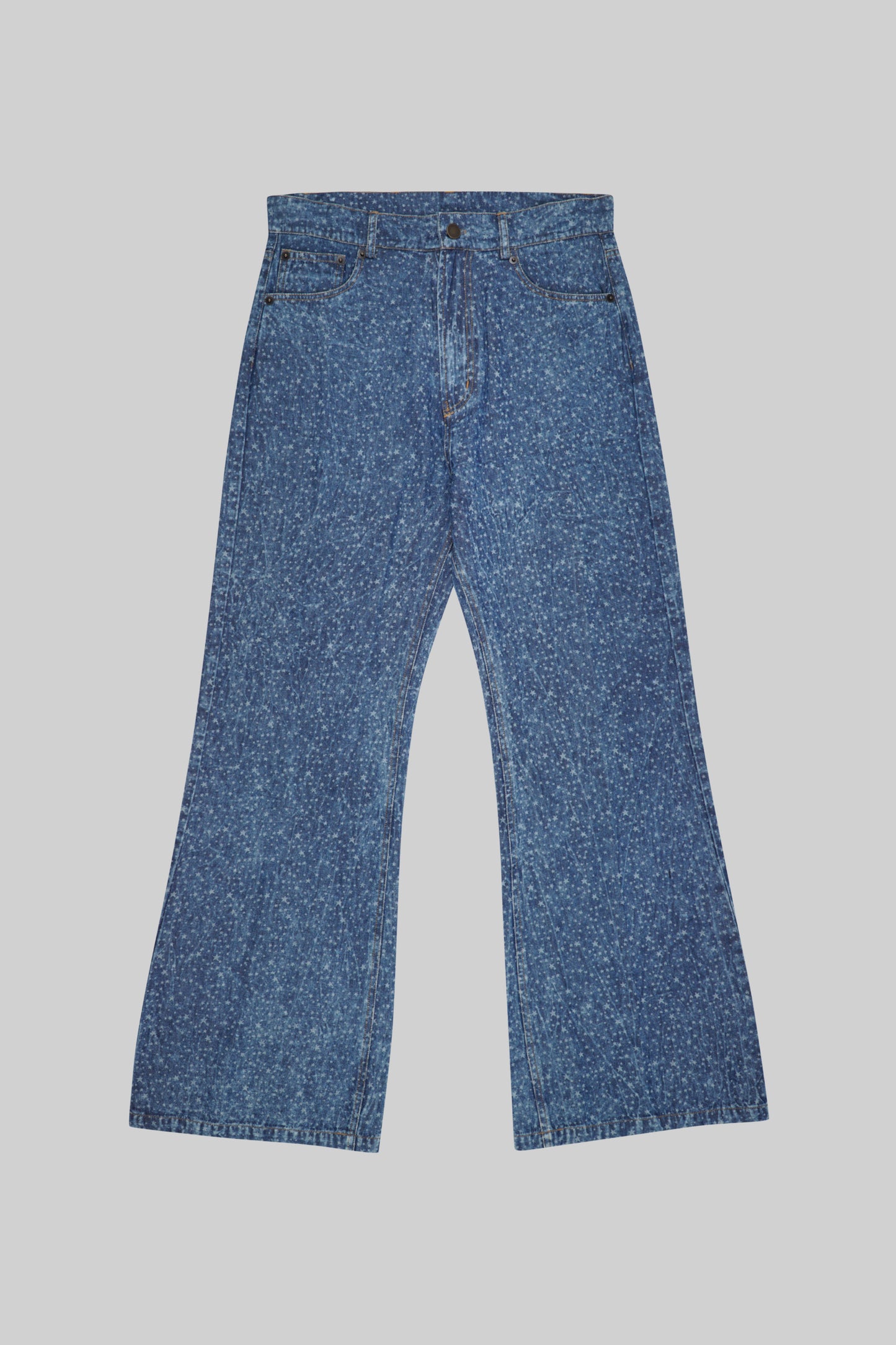 Blue jeans with star patterns from Bross Before Hos Boutique, casual pants featuring a stylish design and classic fit.