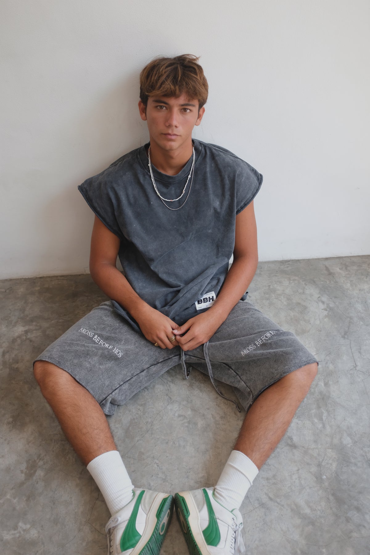 Black French Terry long shorts from Bross Before HOS Boutique, featuring a relaxed fit and casual style.
