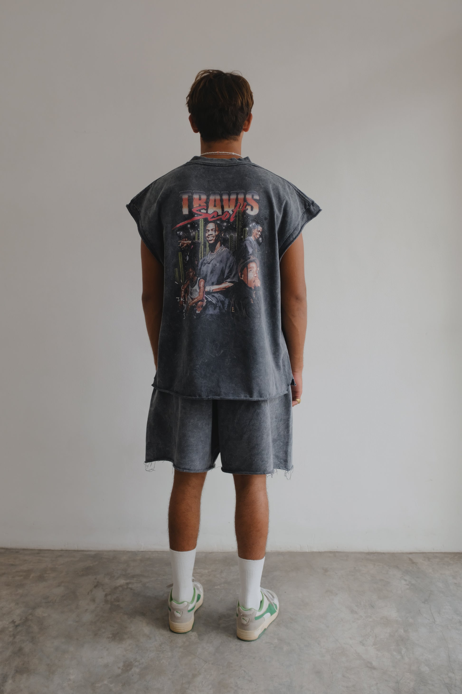 Black French Terry shorts with stonewashed finish from Bross Before Hos Boutique, casual and comfortable for everyday wear.