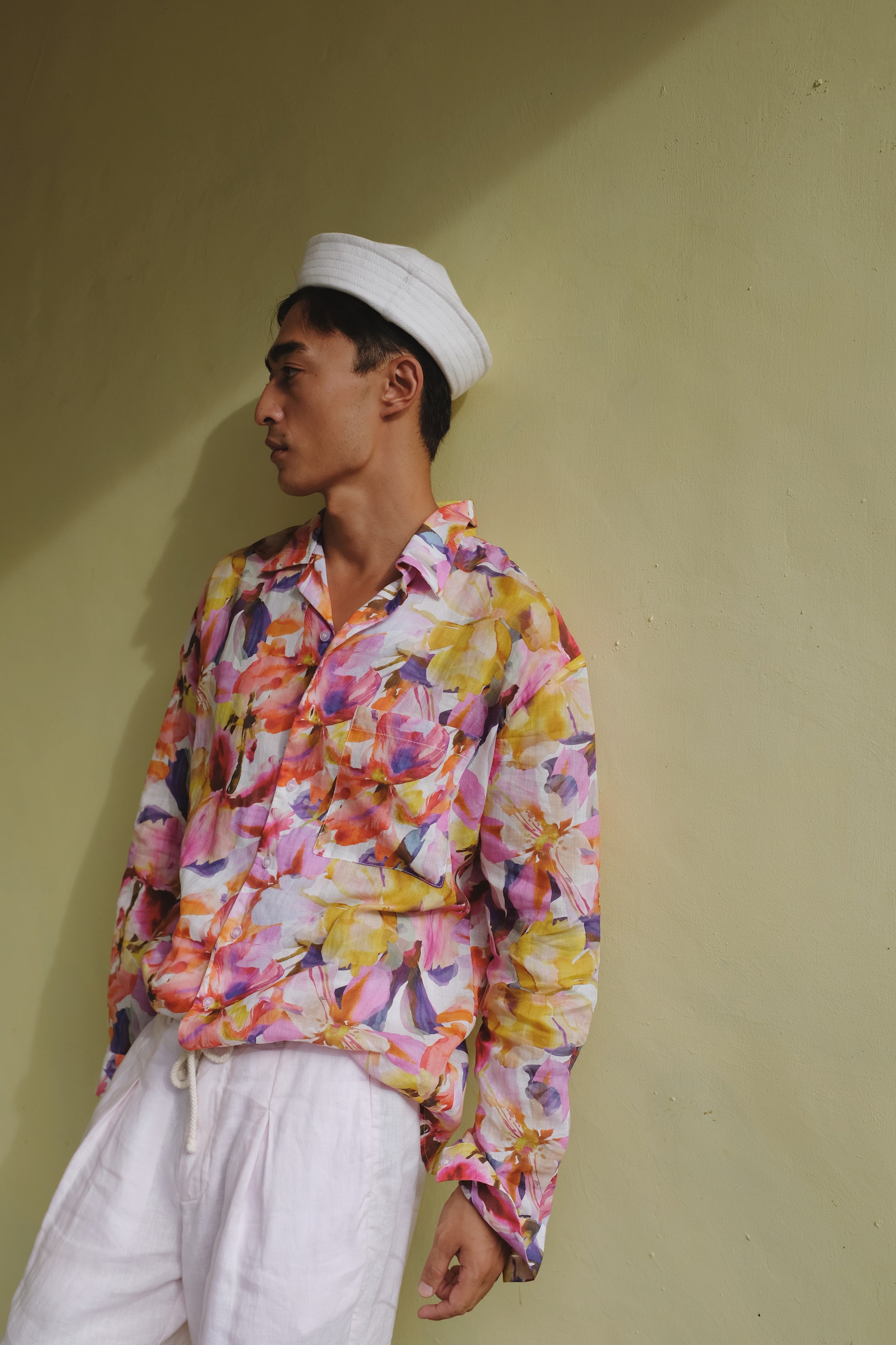 Pink Ramie Blossom Longsleeve Shirt by Bross Before Hos Boutique, featuring a lightweight, floral-inspired design with a relaxed fit.