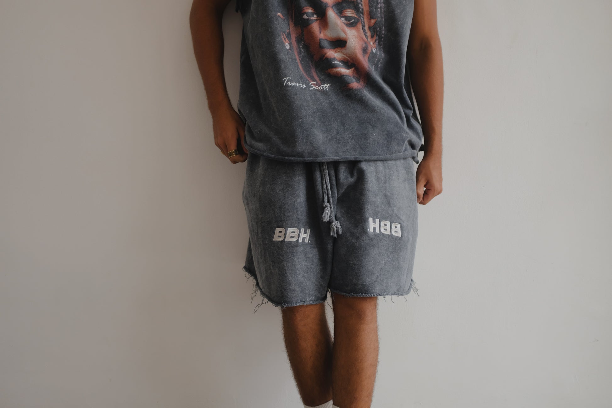 Black French Terry shorts by Bross Before Hos Boutique with a stonewashed finish, casual and comfortable for everyday wear.