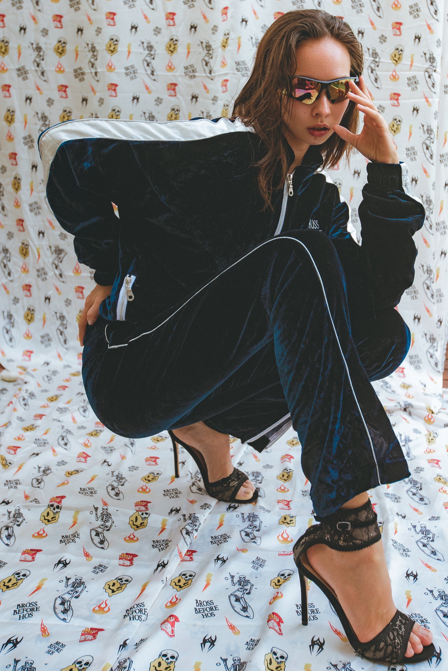 SILK VELVET TRACK PANTS