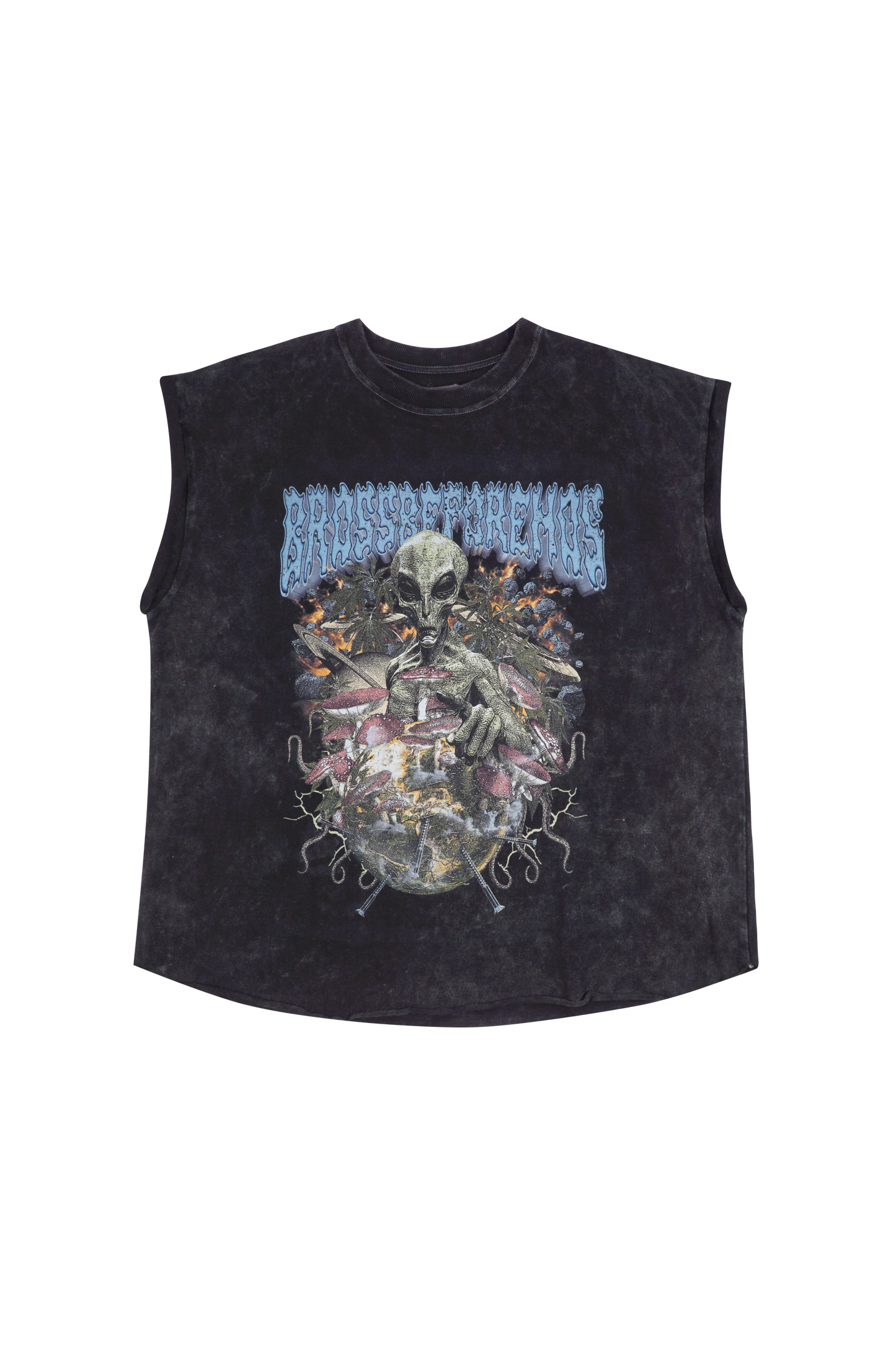 STONEWASHED MUSCLE WITH PRINT ALIEN