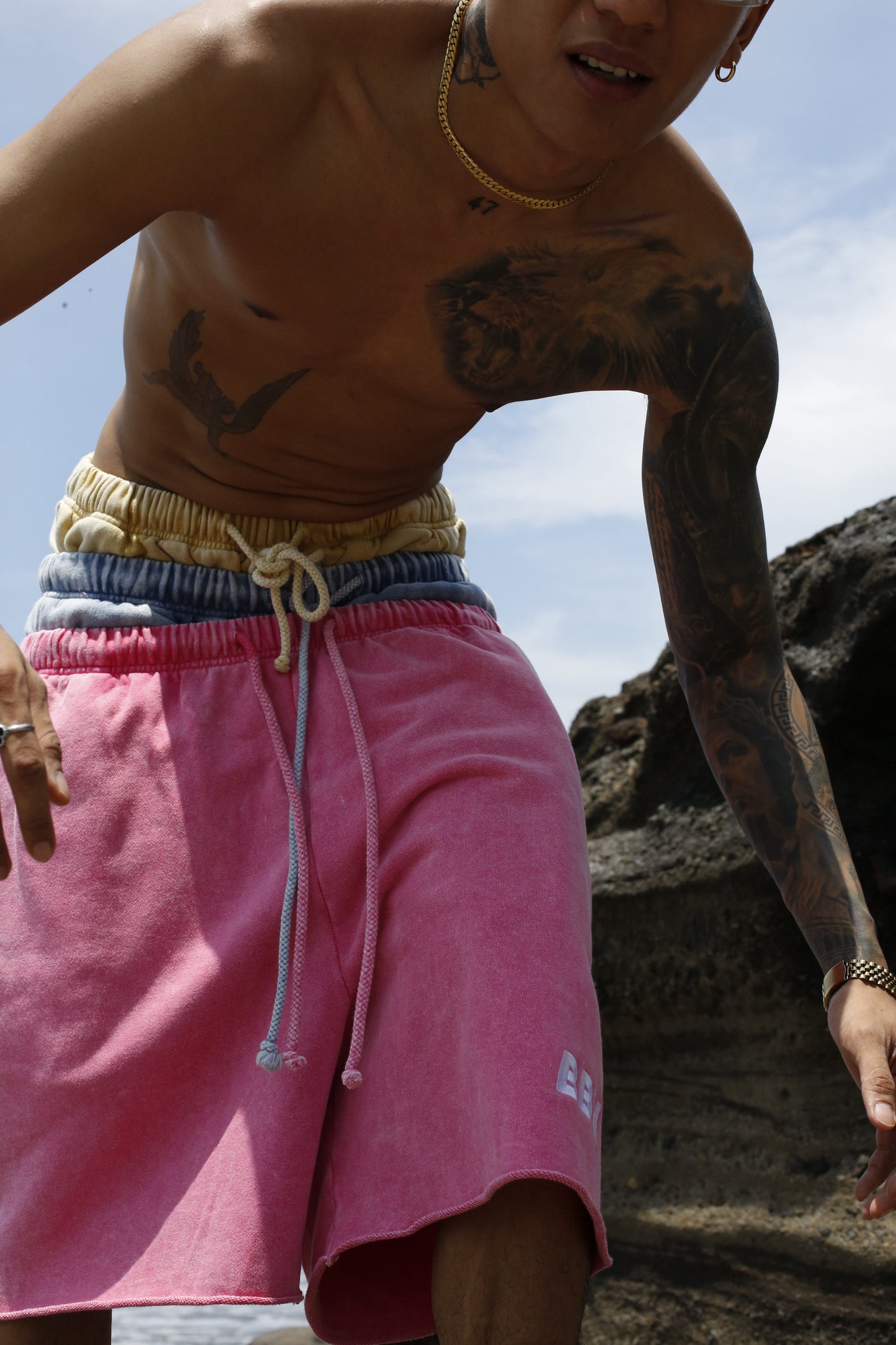 Bright pink French terry shorts from Bross Before HOS Boutique, casual and comfortable for everyday wear.