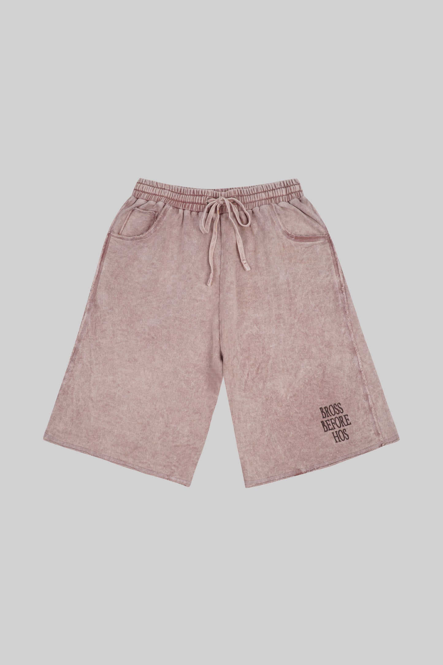 Pink French Terry long shorts from Bross Before Hos Boutique, casual and comfortable with a relaxed fit.