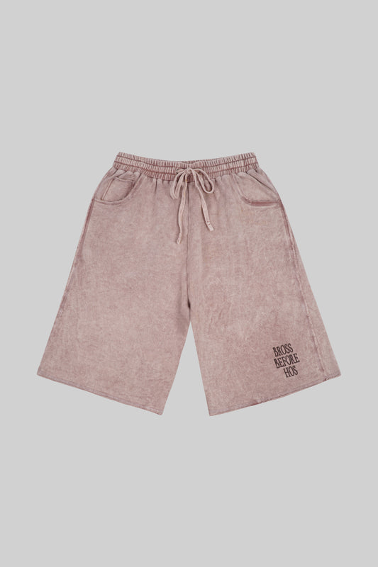 Pink French Terry long shorts from Bross Before Hos Boutique, casual and comfortable with a relaxed fit.