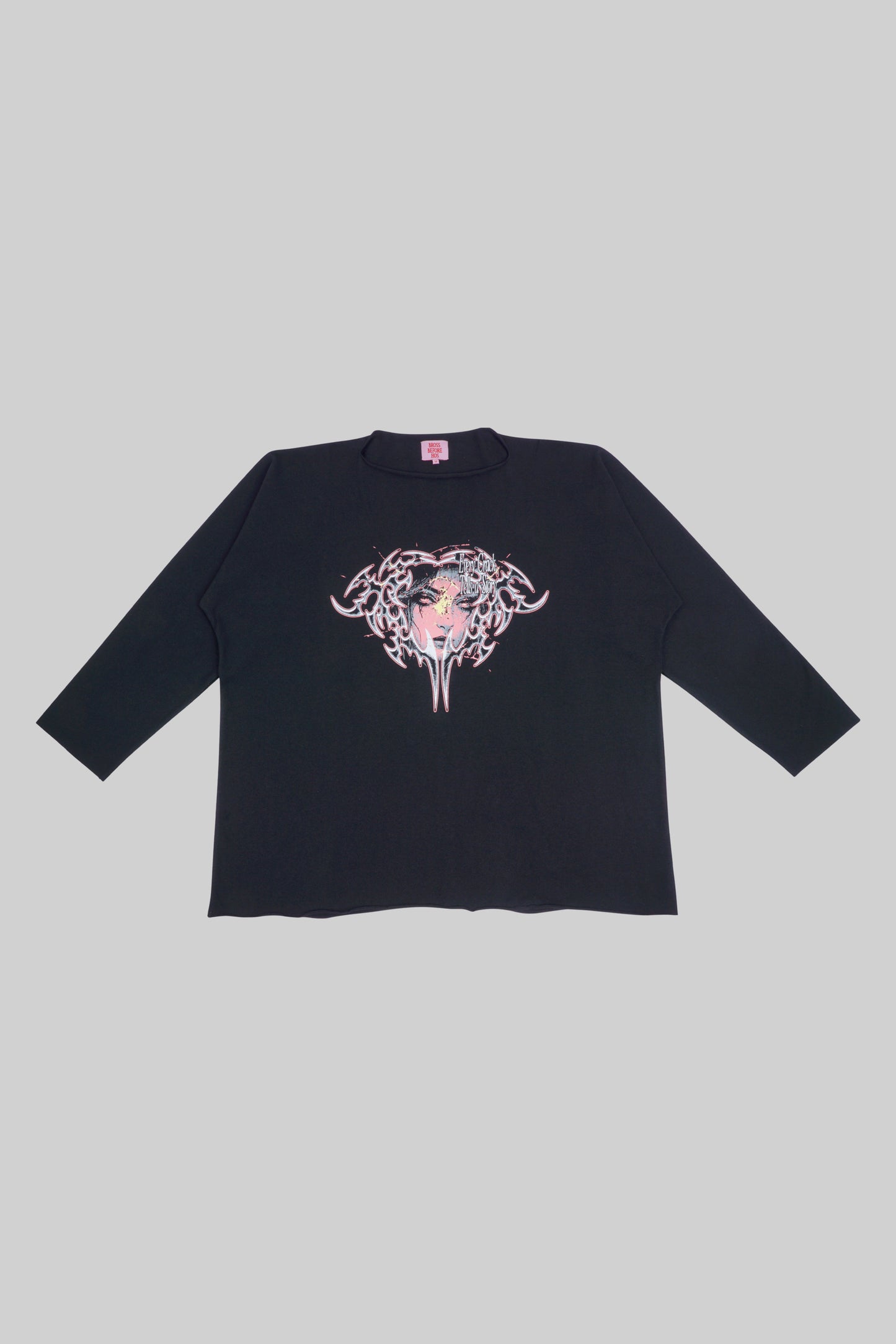 Long sleeve T-shirt with face print by Bross Before Hos Boutique, featuring a casual, stylish design and bold graphic artwork.