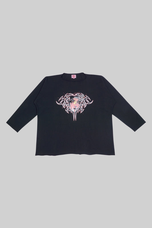 Long sleeve T-shirt with face print by Bross Before Hos Boutique, featuring a casual, stylish design and bold graphic artwork.