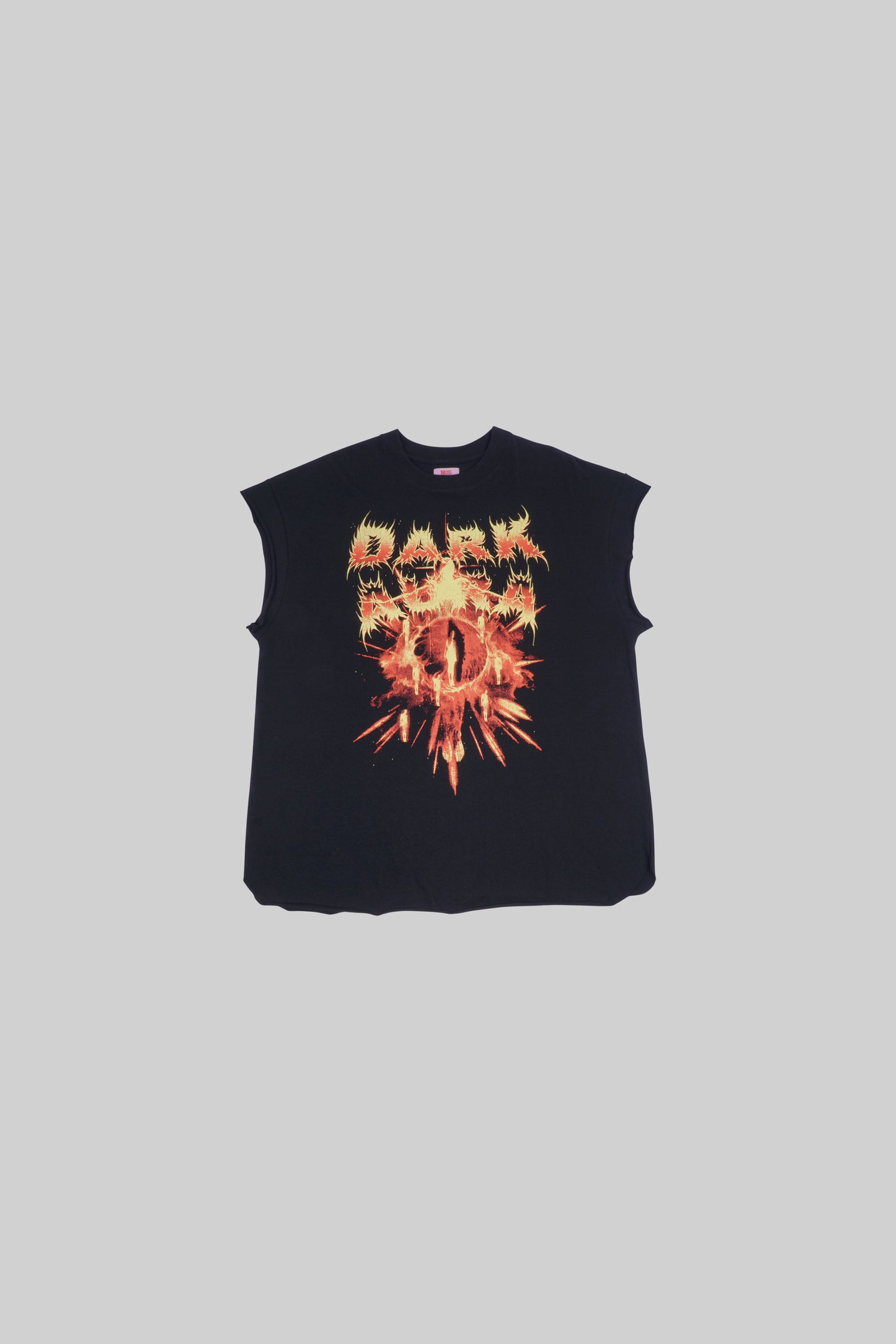 Black muscle top with "Dark" print from Bross Before Hos Boutique, featuring a sleeveless design and casual fit.