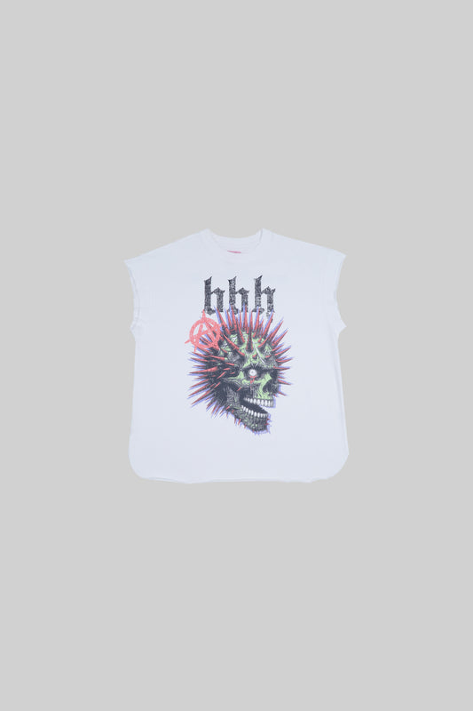 Black muscle top with skull print from Bross Before Hos Boutique, featuring a sleeveless design and bold graphic on the front.