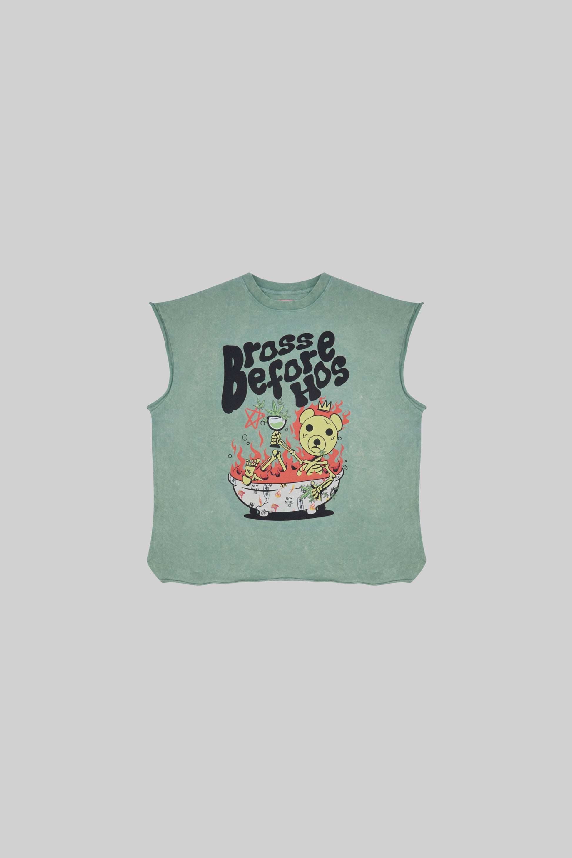 Black muscle top with "BATH" print from Bross Before Hos Boutique, featuring a sleeveless design and casual fit.