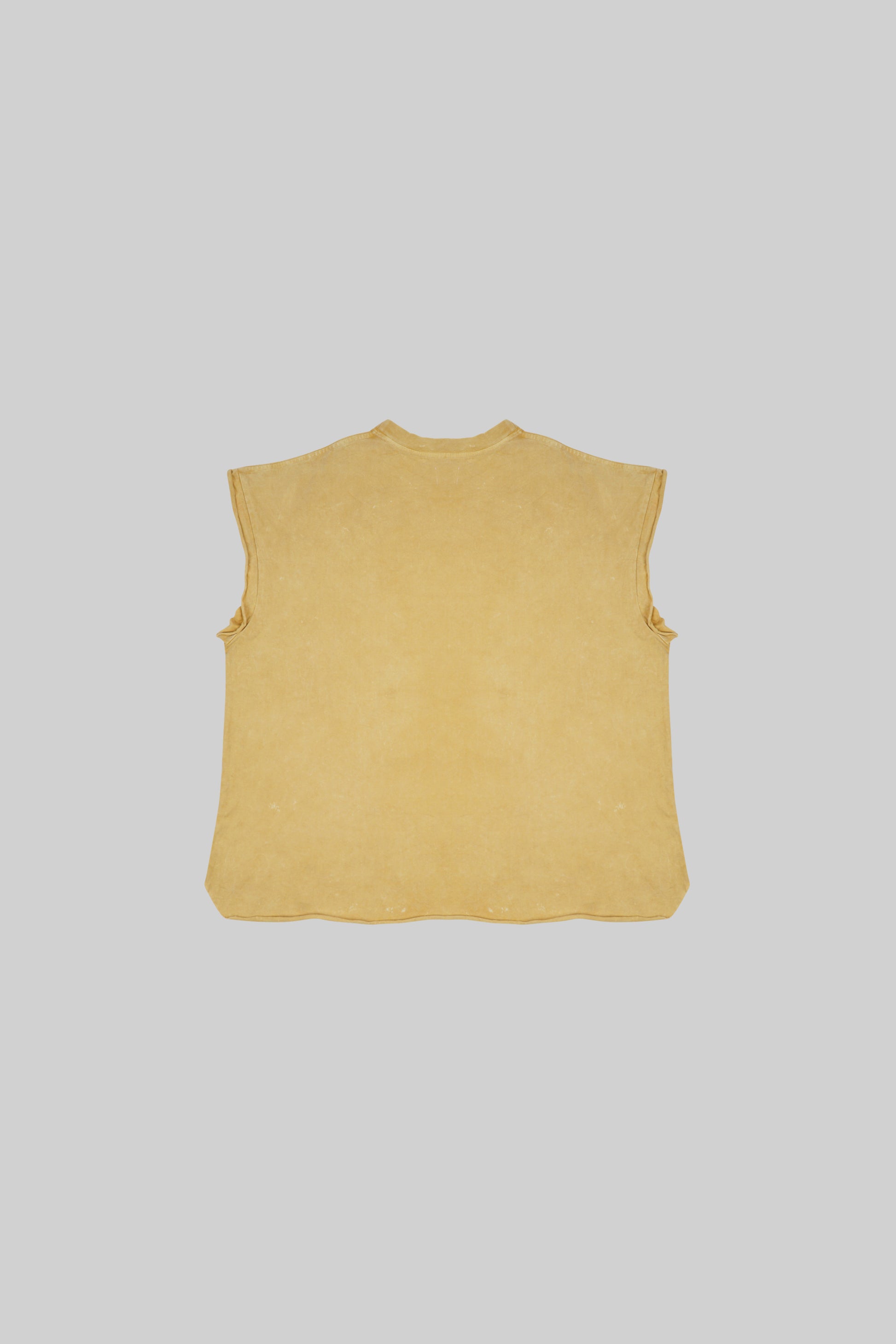 Stonewashed BROSS BEFORE HOS BOUTIQUE muscle top, casual sleeveless shirt with a relaxed fit, displayed on a hanger.