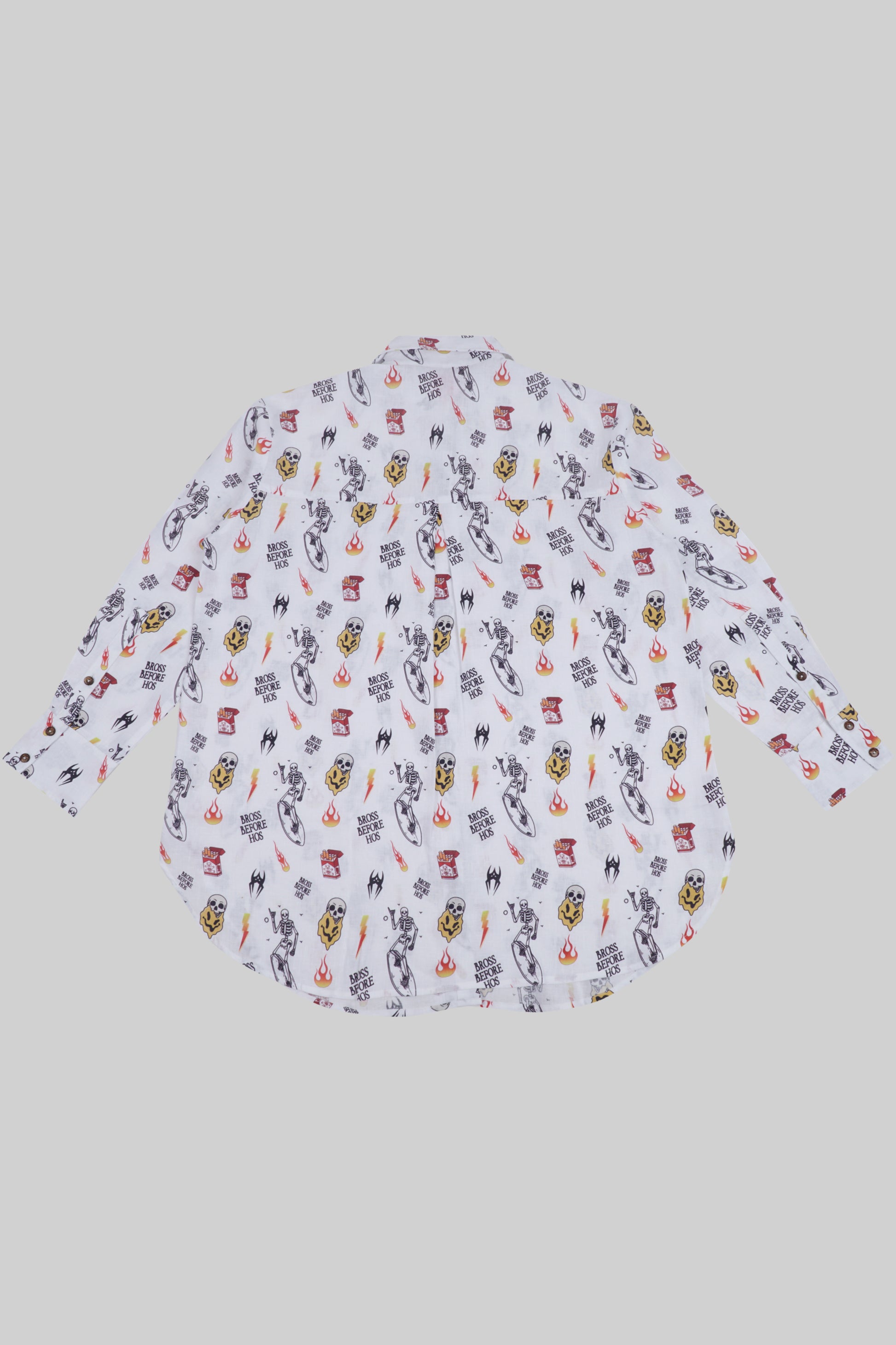 Linen shirt with BBH print from Bross Before Hos Boutique, featuring a relaxed fit and stylish design.