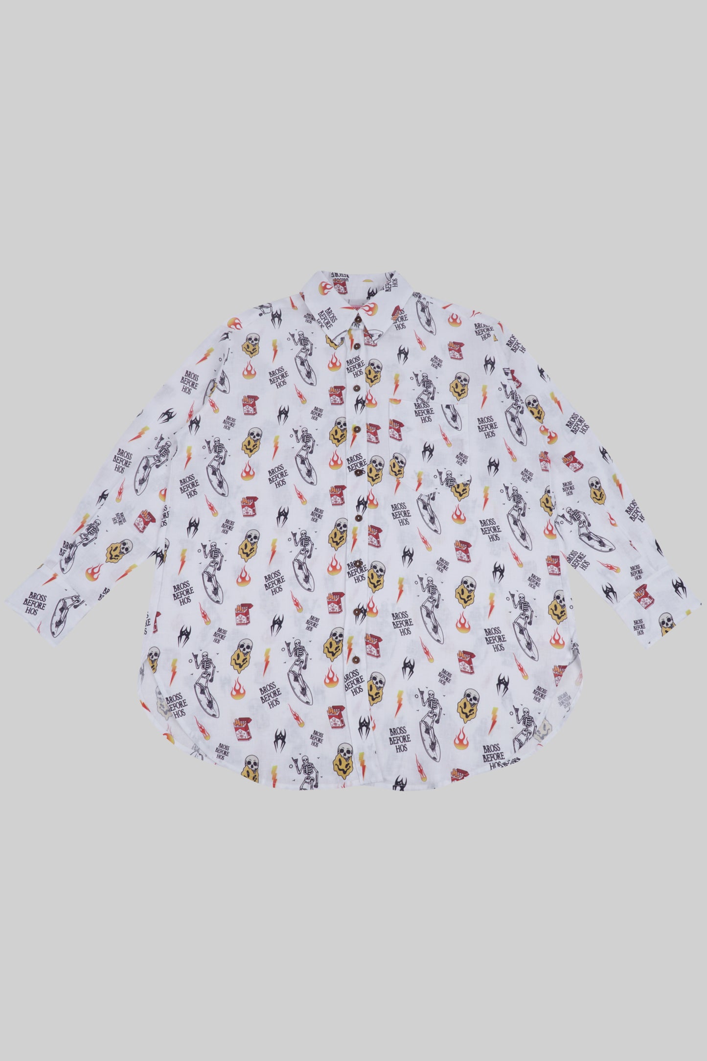 Linen shirt with BBH print from Bross Before H Os Boutique, featuring a relaxed fit and casual style.