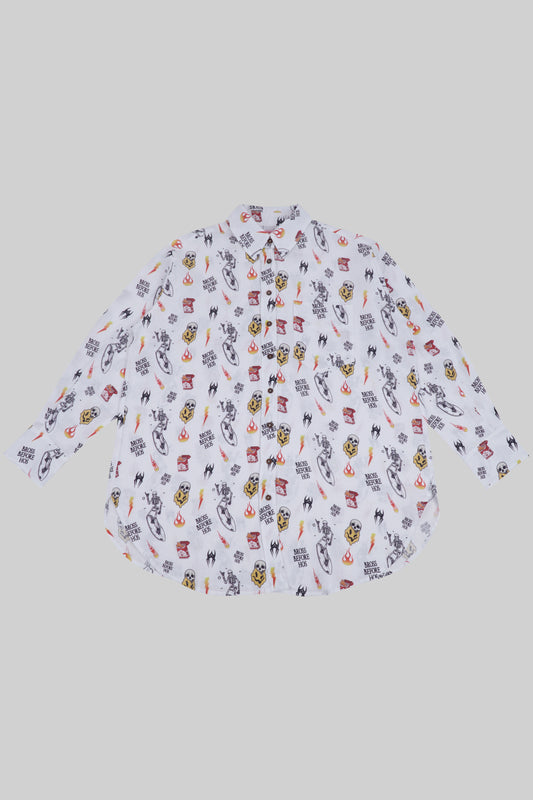 Linen shirt with BBH print from Bross Before H Os Boutique, featuring a relaxed fit and casual style.
