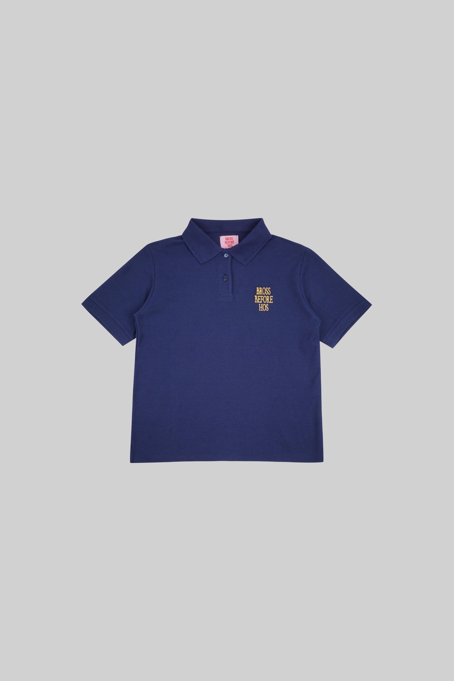 Women's BROSS BEFORE HOS Boutique polo T-shirt in classic style, featuring a collared neckline and short sleeves.