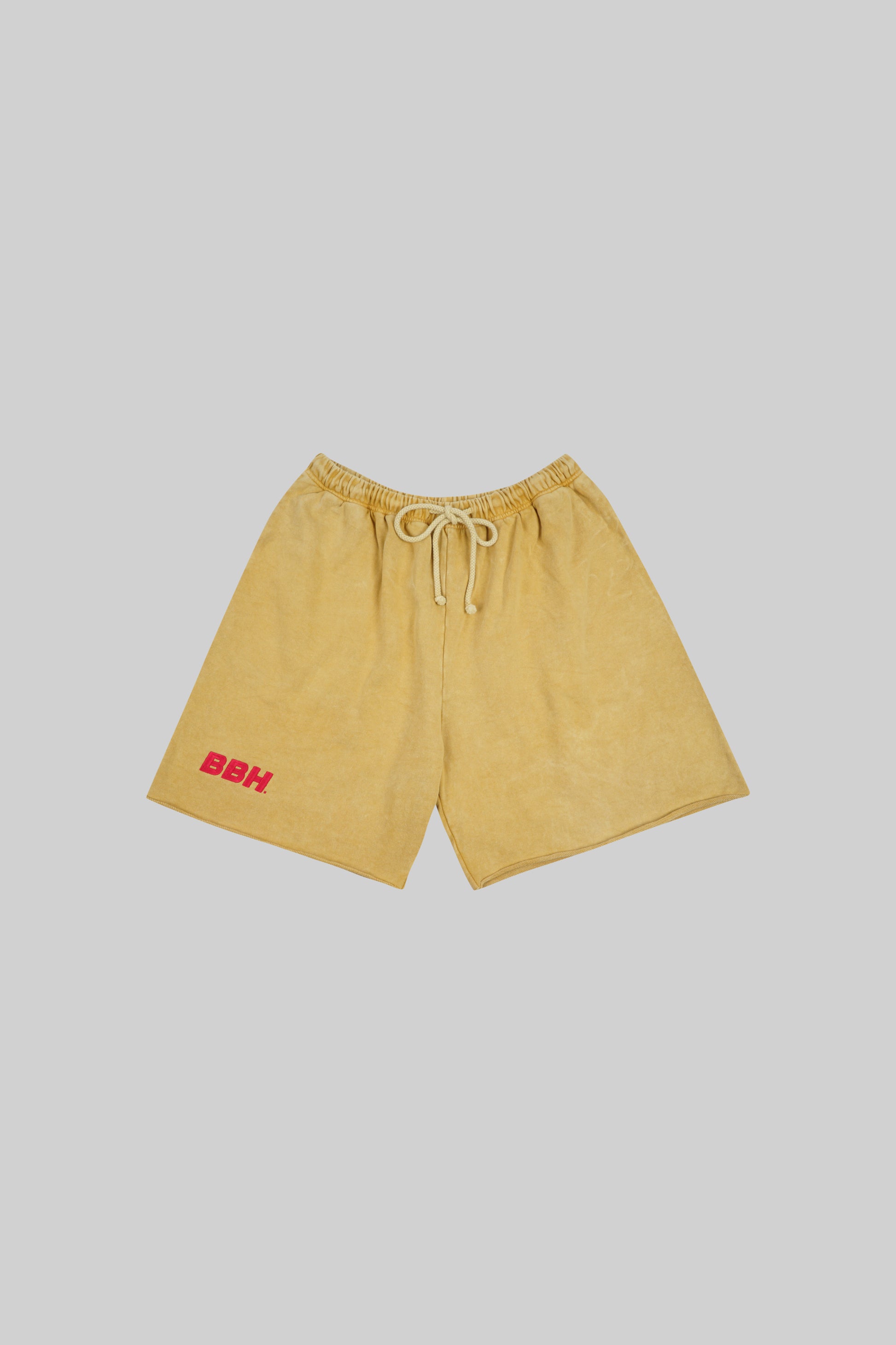 Yellow French terry shorts from Bross Before Hos Boutique featuring a casual fit and comfortable fabric.