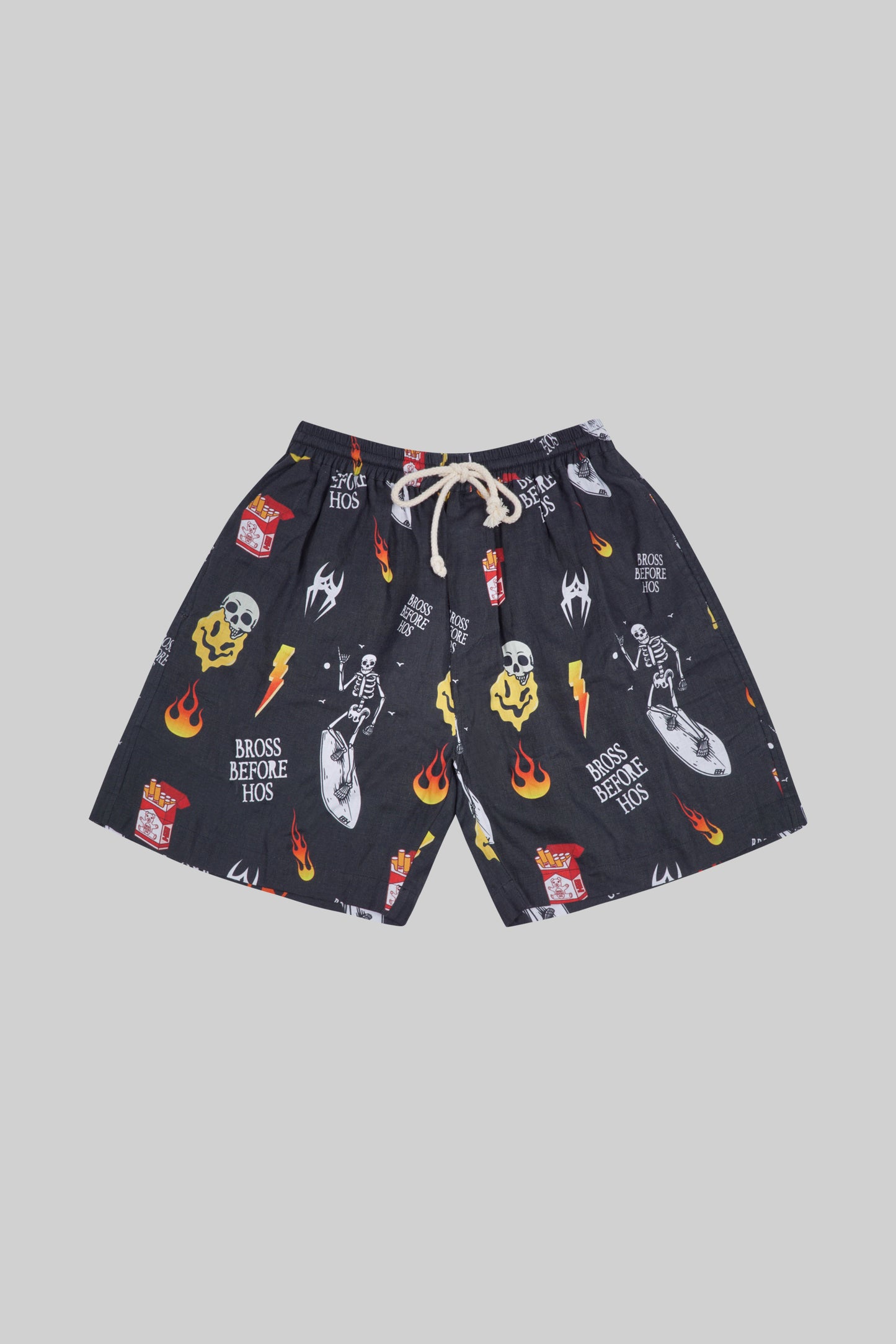 Printed linen shorts from Bross Before Hos Boutique featuring a casual, lightweight design ideal for warm-weather wear.