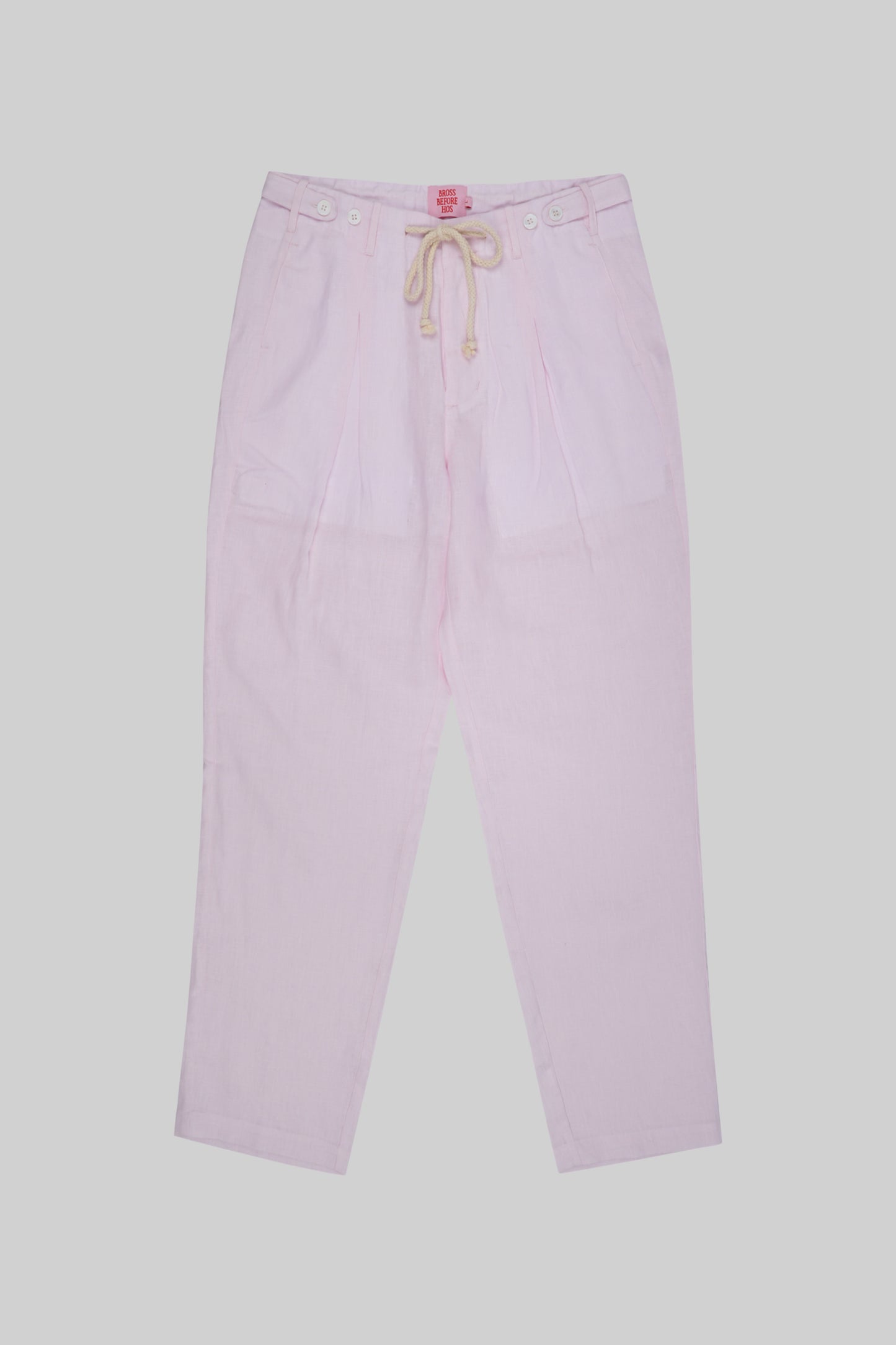 Light beige linen pants from Bross Before HOS Boutique, featuring a relaxed fit and lightweight fabric for casual wear.