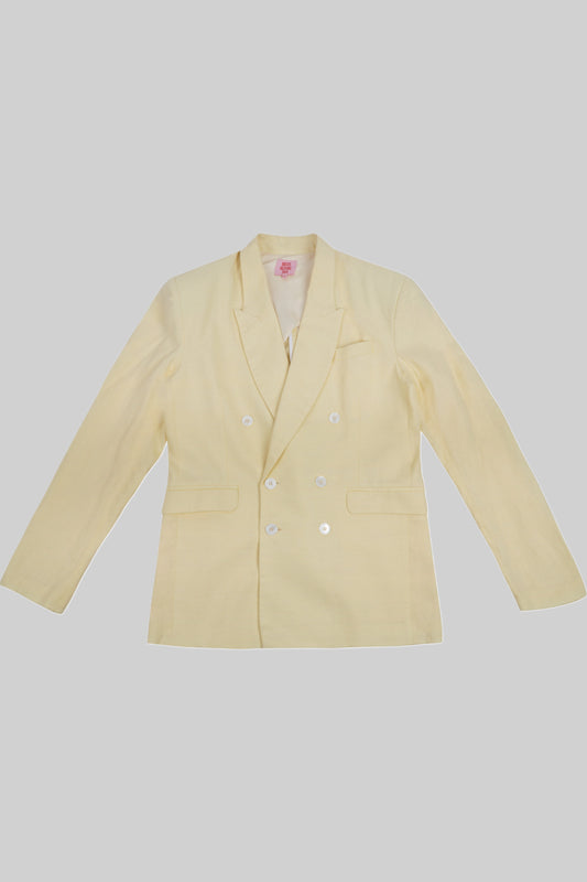 Light beige linen jacket with sun-pressed detail, stylish casual outerwear from Bross Before HOS Boutique.