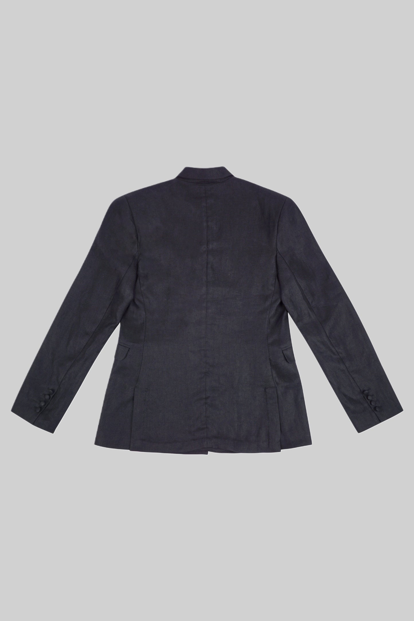 Black linen jacket from Bross Before H Os Boutique, featuring a relaxed fit and lightweight fabric suitable for casual wear.