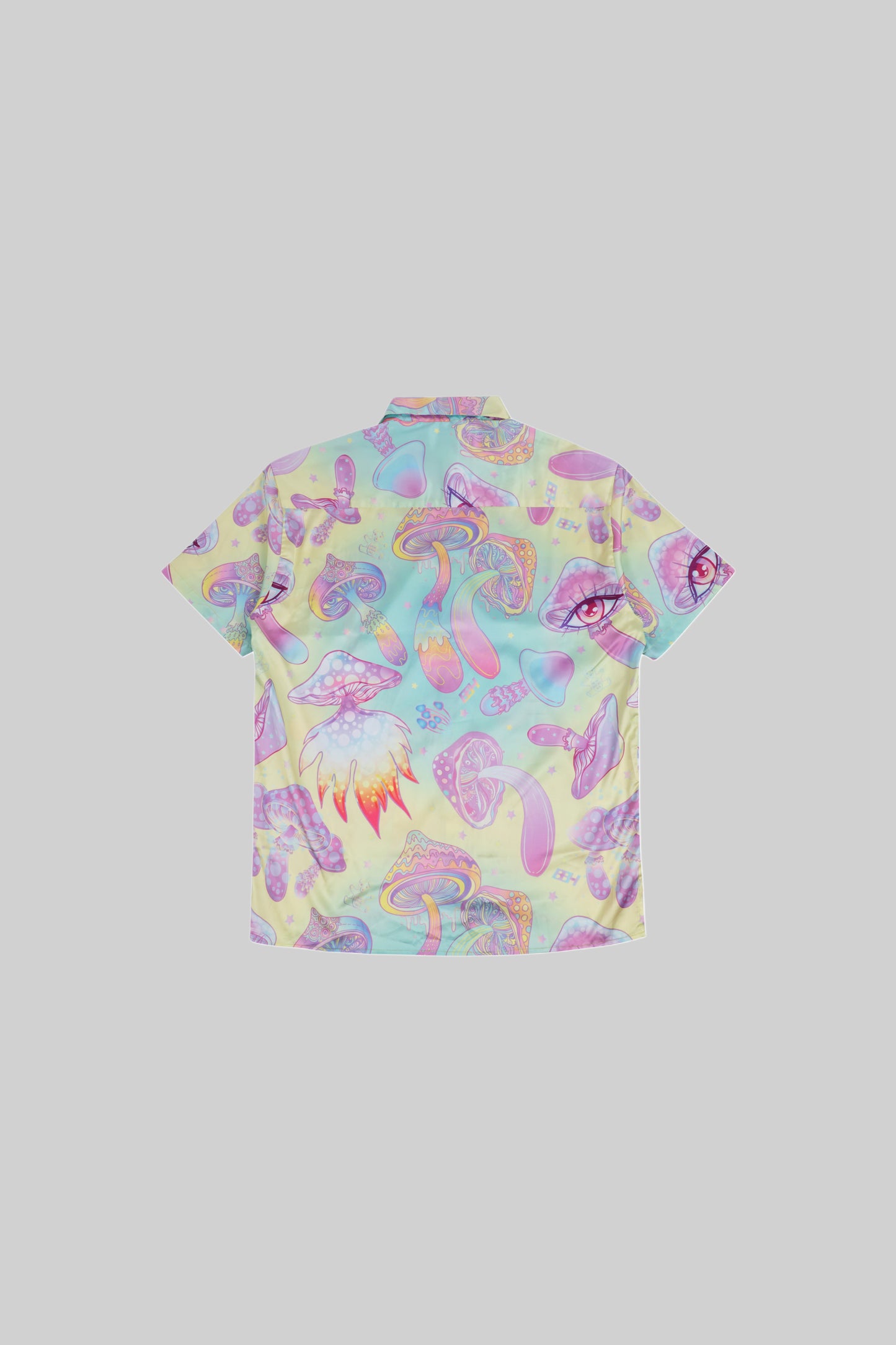 Mushroom print shirt from Bross Before Hos Boutique, casual design with button front and long sleeves.