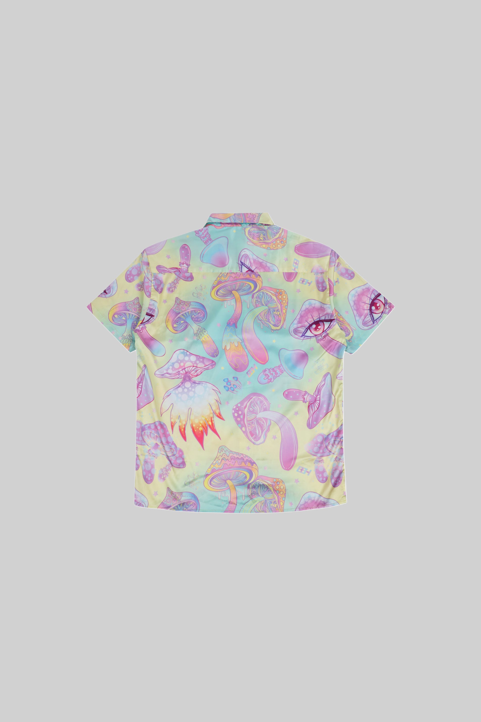 Mushroom print shirt from Bross Before Hos Boutique, casual design with button front and long sleeves.