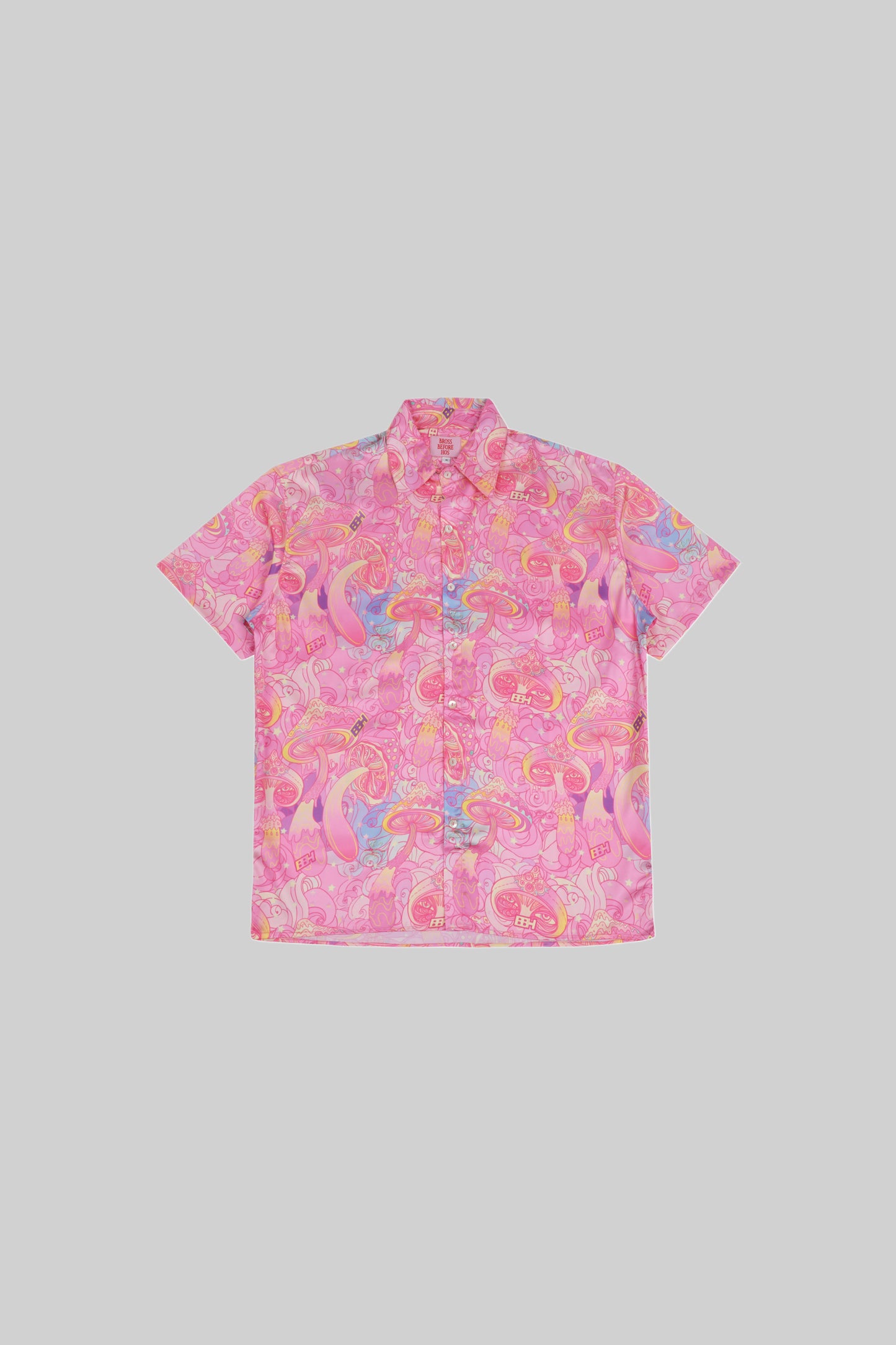 Mushroom-themed shirt from Bross Before H Os Boutique, featuring a comfortable fit and mushroom print on soft fabric.