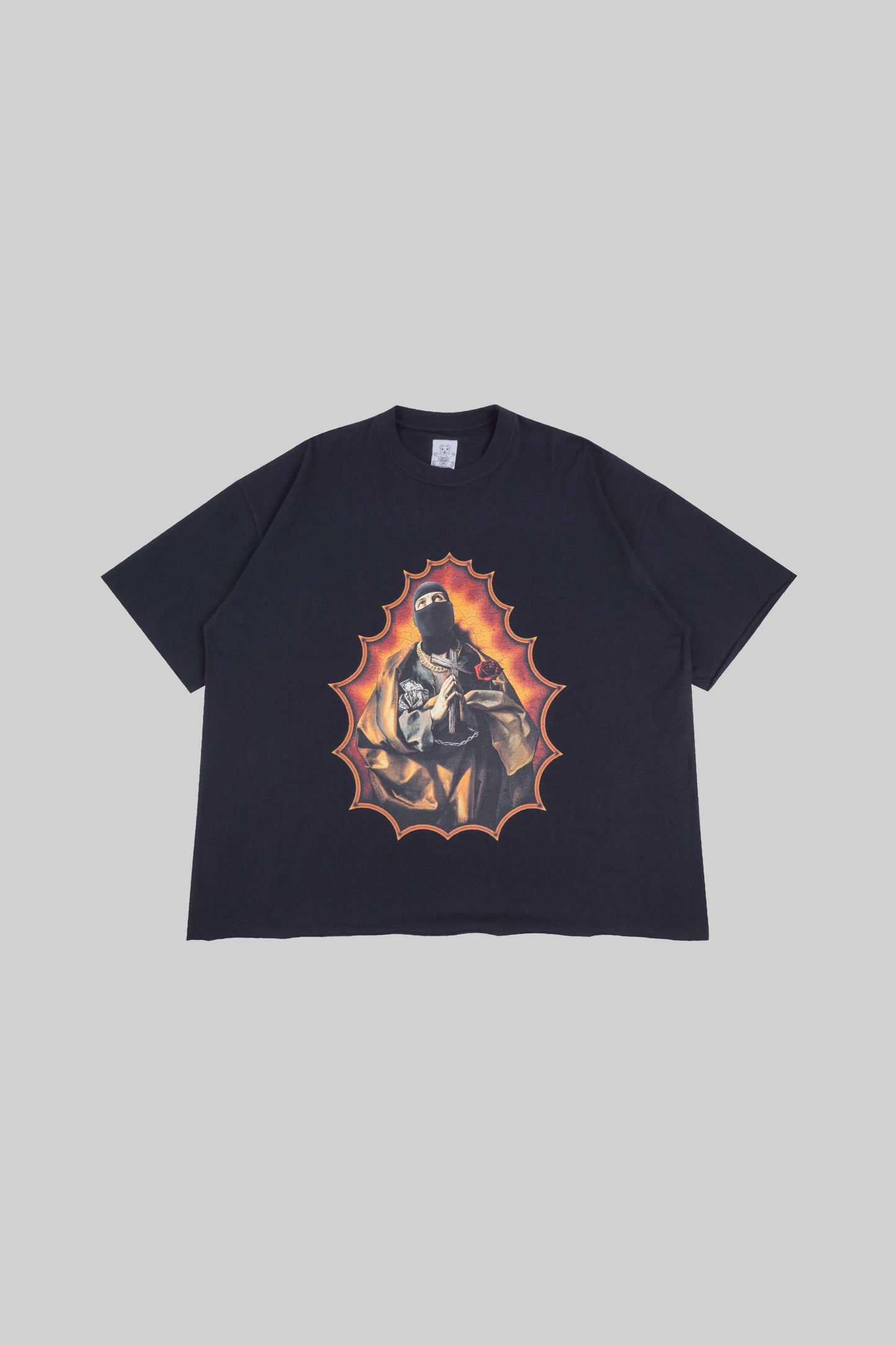 Black T-shirt with white "Terrorist" print from Bross Before Hos Boutique, featuring a casual fit and bold graphic design.