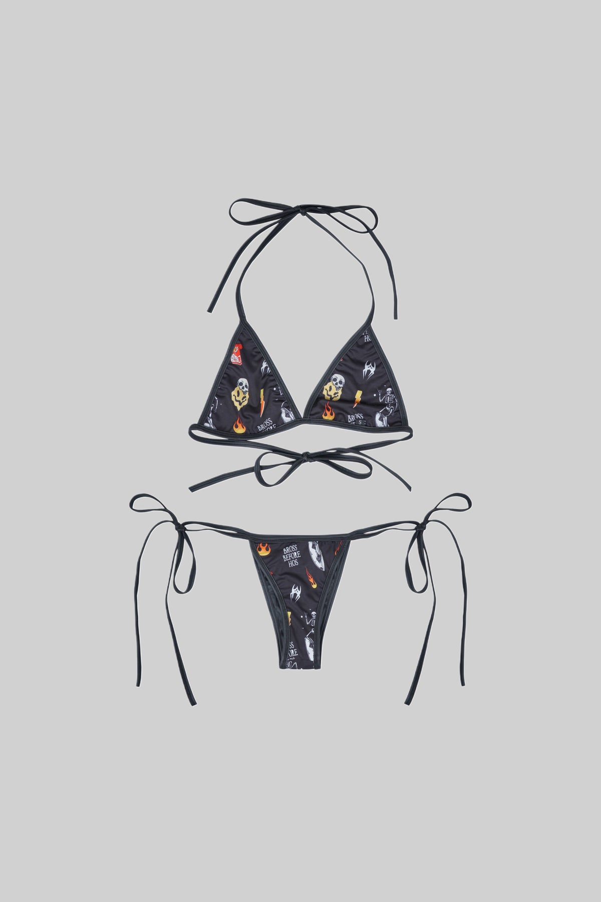 Bright pink BROSS BEFORE HOS BOUTIQUE bikini swimwear top with adjustable straps, displayed on a neutral background.