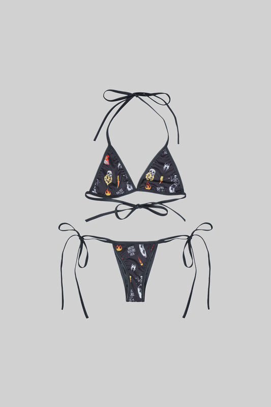 Bright pink BROSS BEFORE HOS BOUTIQUE bikini swimwear top with adjustable straps, displayed on a neutral background.
