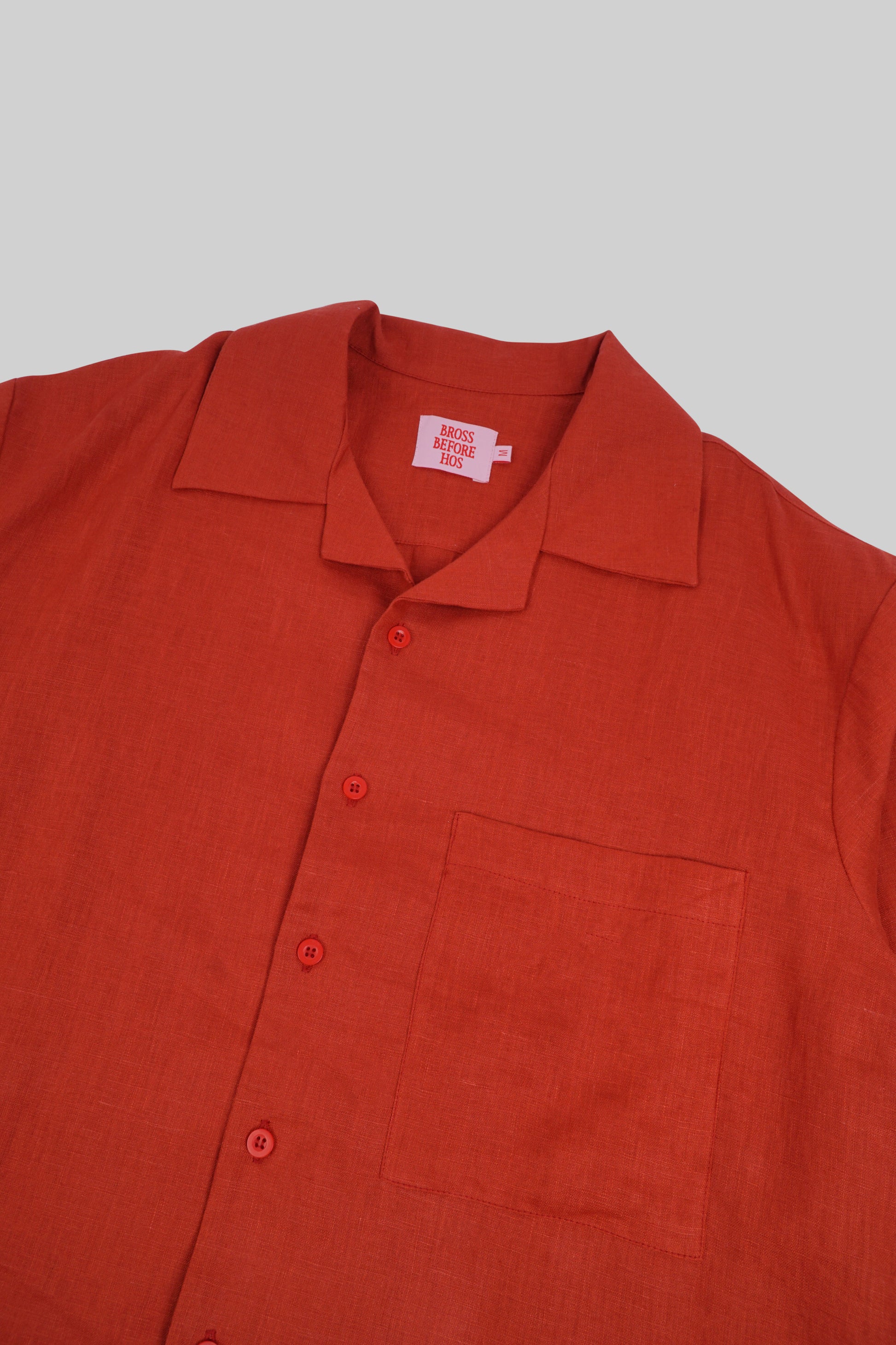 Red RAMIE long-sleeve shirt by Bross Before HOS Boutique, featuring a lightweight, breathable fabric and casual fit.