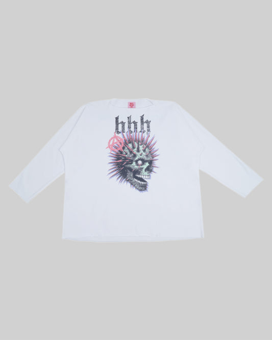 LONGSLEEVE WITH PRINT “SKULL” WHITE - BROSS BEFORE HOS