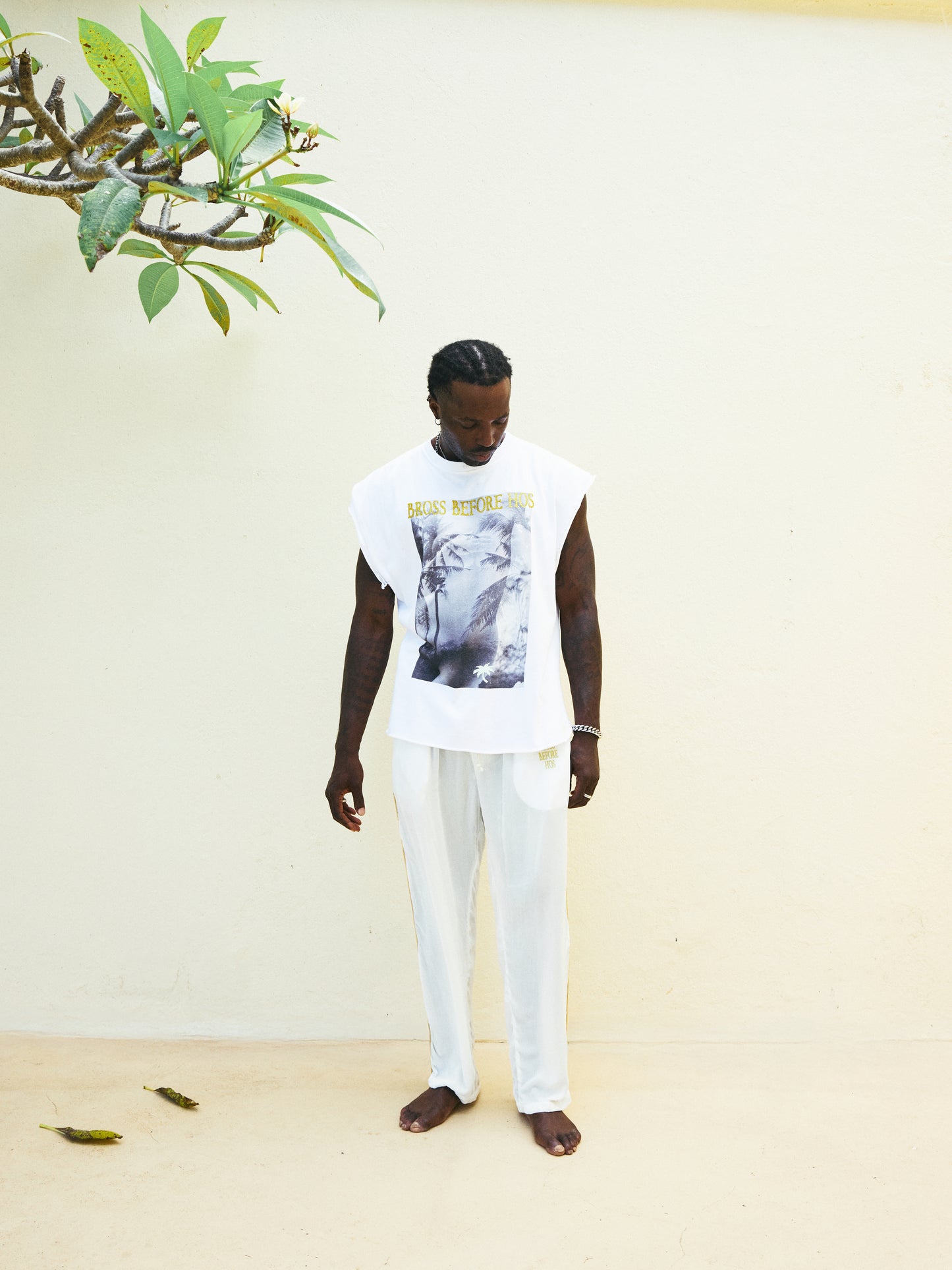 STONEWASHED MUSCLE WITH PRINT PALMS