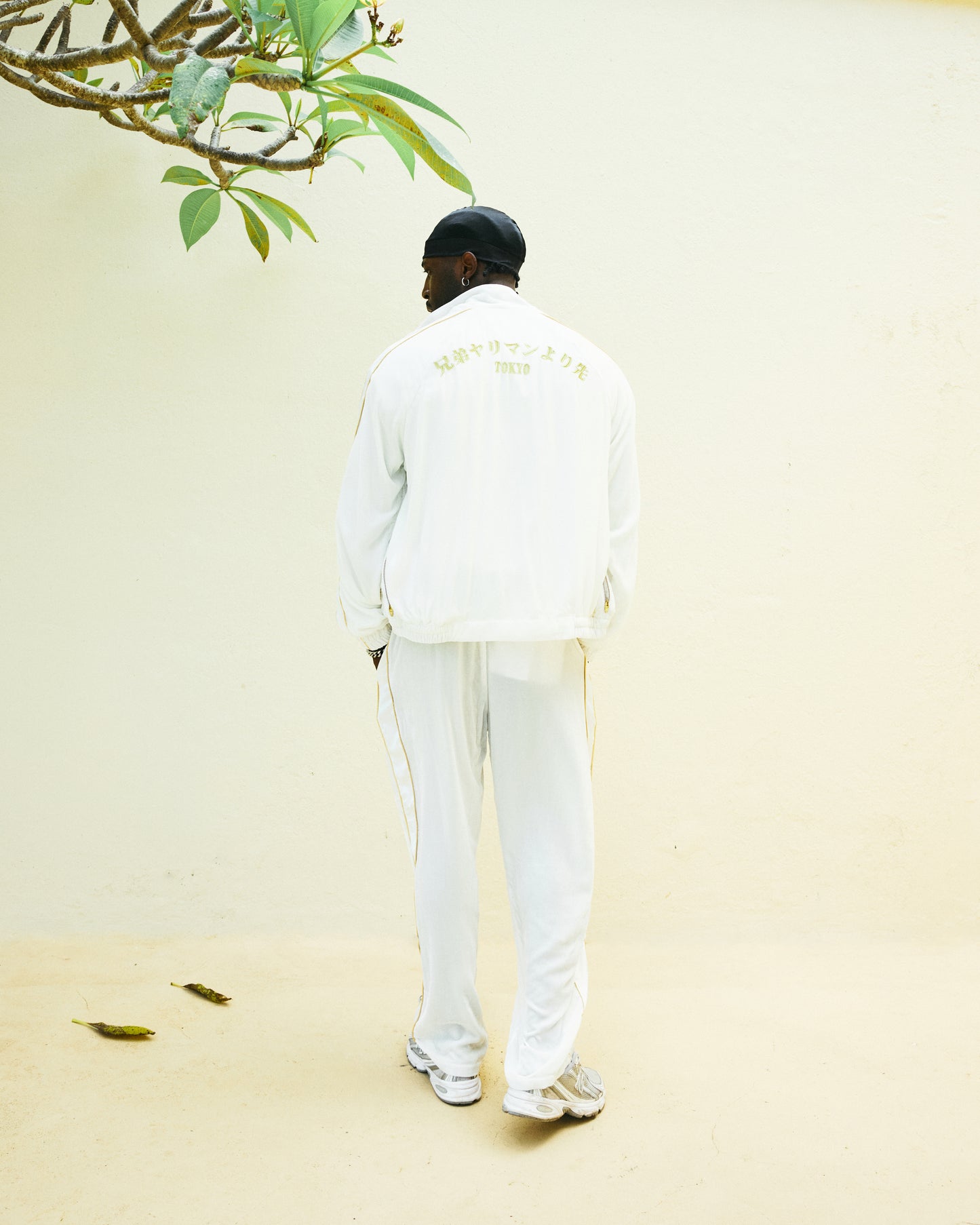 SILK VELVET TRACK JACKET WHITE