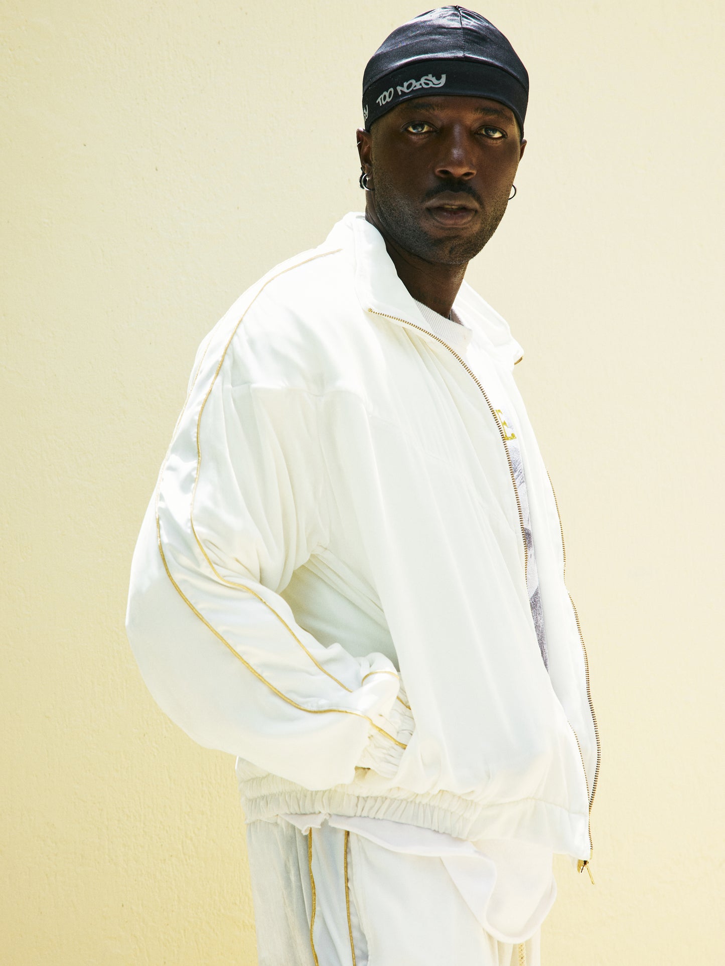 SILK VELVET TRACK JACKET WHITE