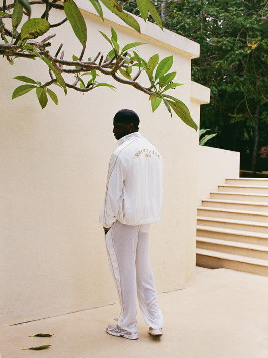 SILK VELVET TRACK JACKET WHITE